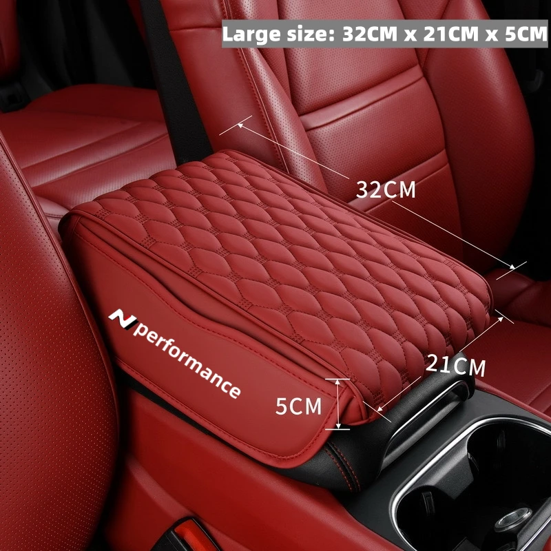 Luxury leather Car Armrest Box Pad 5cm Thicken Armrest Box Storage Pocket For Hyundai N performance I30N Accent Veloster