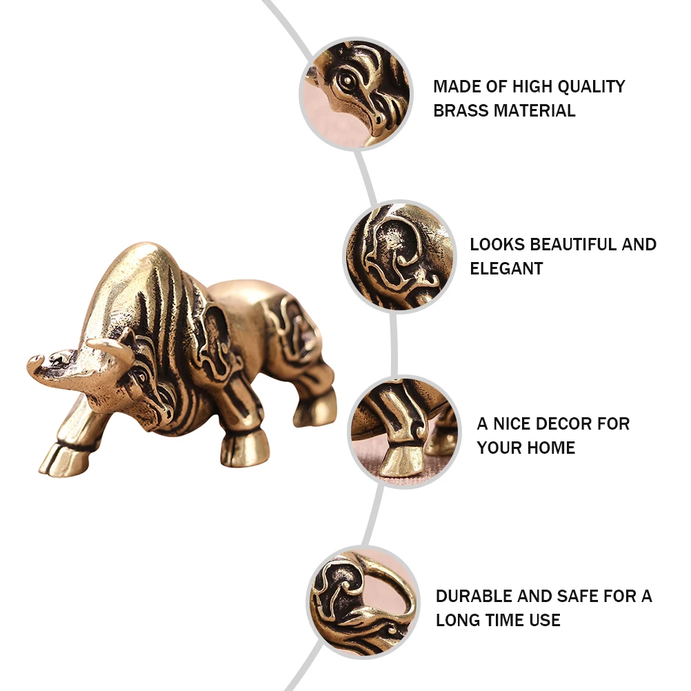 

Brass Ornament Copper Bull Desktop Decor Home Decoration Polished Metal Adornment Lightweight Portable Simulated Ox