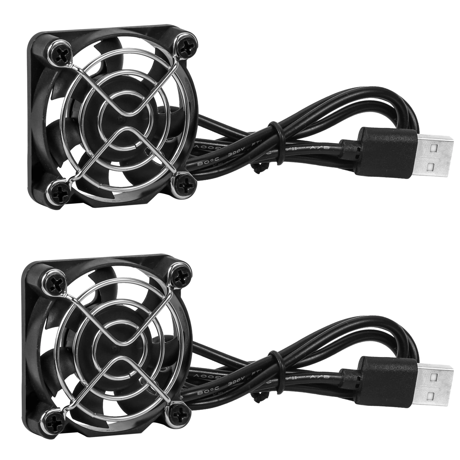 2pcs 50mm 5cm 5010 DC5V USB Connector Quiet Cooling Fan for DIY Cooling Router Game TV Box Power Supply Dual Ball Bearing