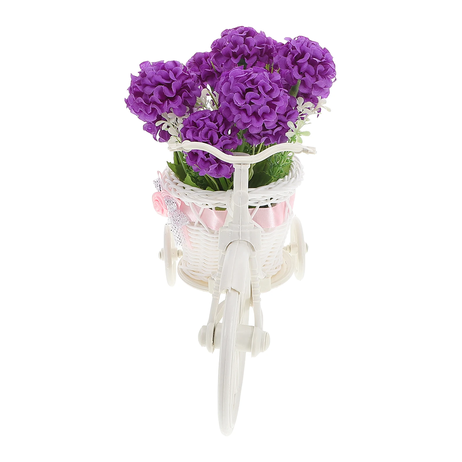 

Simulated Green Plant Artificial Flowers Decorative Bike Basket Vase Centerpieces Hydrangea Ball Purple Home Garden Style