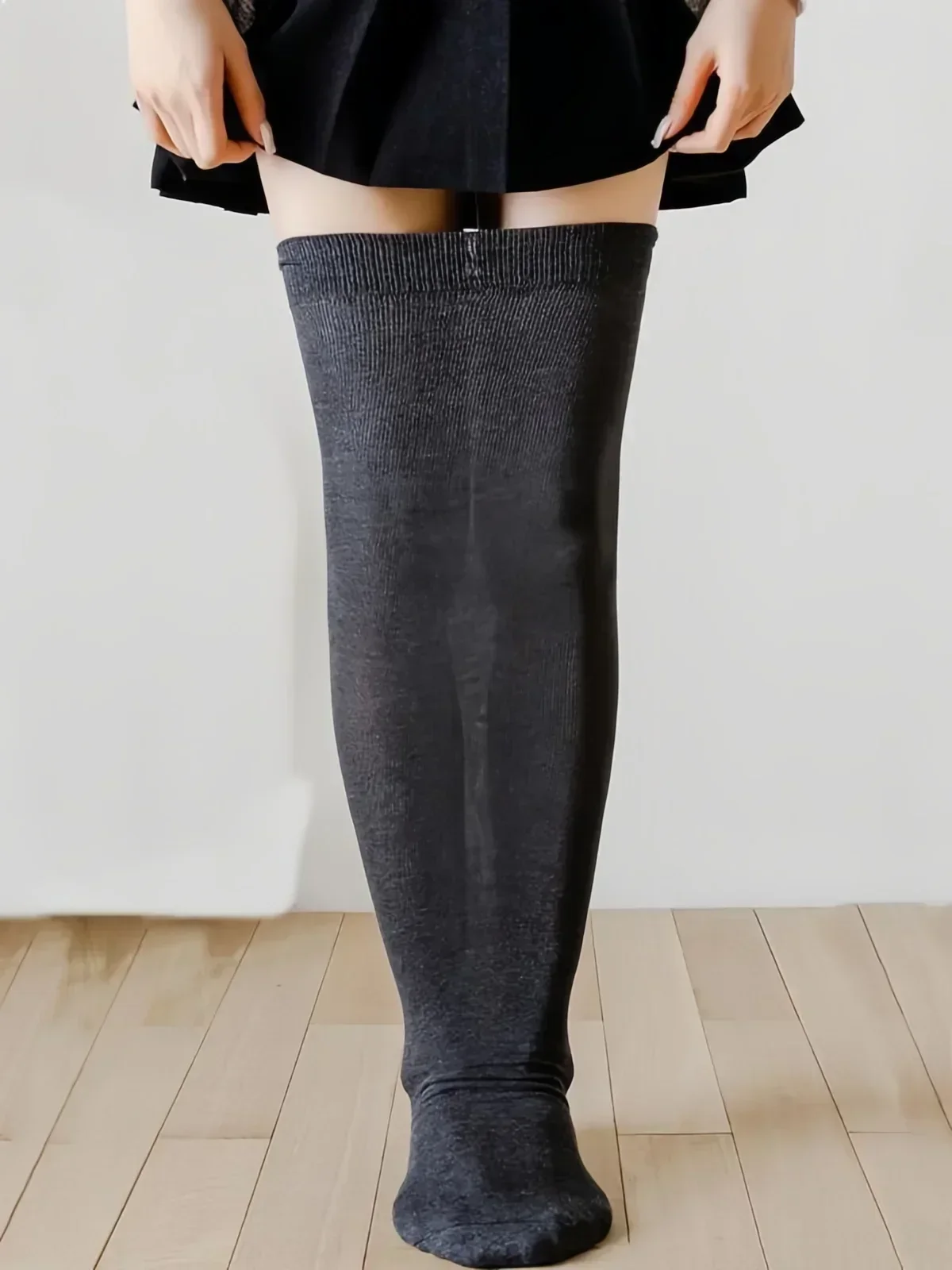 Elastyczne podkolanówki plus size dla dziewcząt, za kolano, czarne, jesienno-zimowe, grube, długie skarpety dla kobiet o dużych rozmiarach, ocieplacze na nogi 5XXXL — zdjęcie 2