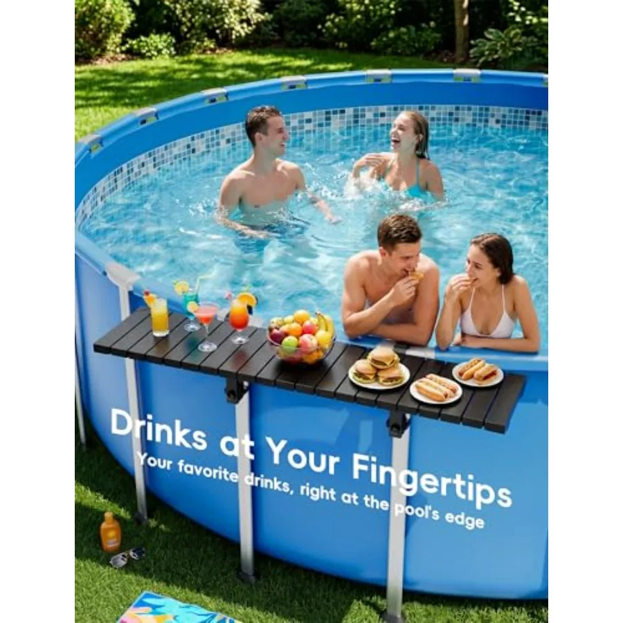 Above Ground Pool Side Bar, Galvanized Iron, Silver, Heavy-Duty 110LBS Load Swim Up Bar for Round Oval Pools, Fits Top Rails 4.