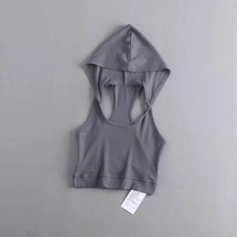 Girls Sleeveless Crop Top 2026 Summer New Kids Fashion Hooded Vest Spaghetti Strap Camisole T-shirt Children Clothes