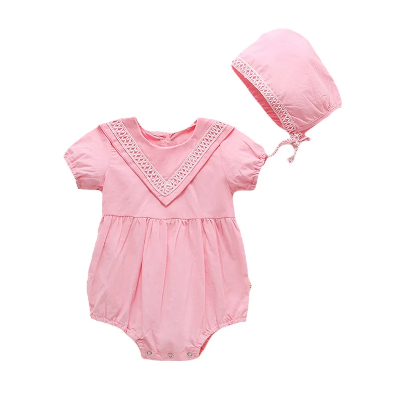 

Baby Summer Clothes Girls Bodysuit Cotton Jumpsuit With Hood Short Sleeve Romper Fashion 2 Pcs