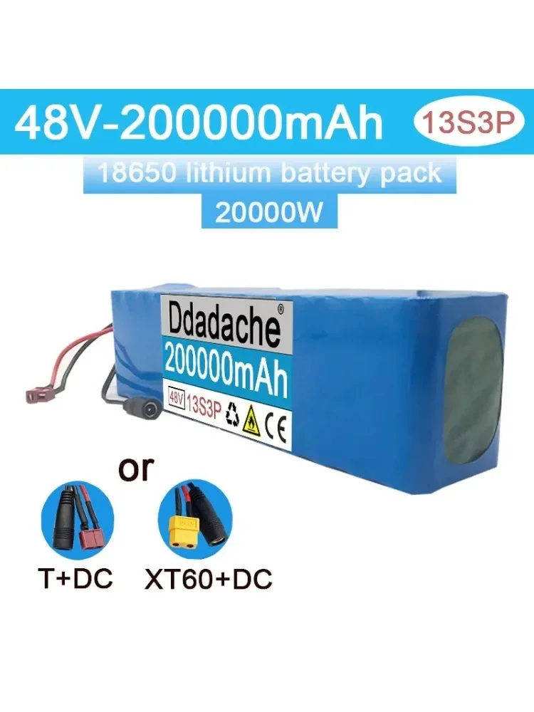 AliExpress Dolidada New48V 200000mAh 20000W13S3P XT60 48VLithiumlonBattery Pack 200Ah for54.6vE-bike Electric Bicycle Scooter with BMS