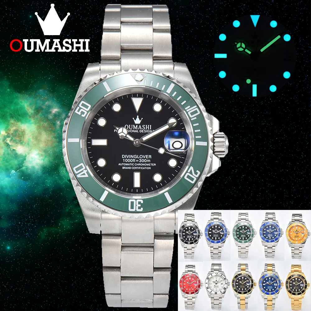 

OUMASHI 40mm Ceramic Bezel Waterproof Men's Automatic Mechanical Watch Stainless Steel NH35 Movement Sapphire Glass