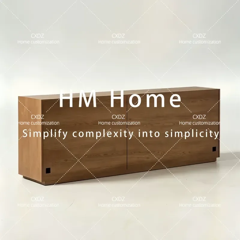 Medieval Style Light Luxury Brown Solid Wood Dining Side Cabinet Hammer Pattern Locker Simple High End Household Storage