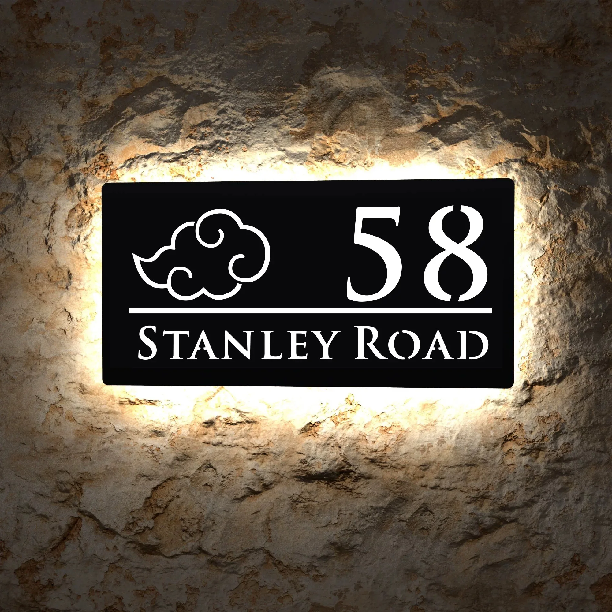 personalized private custom lighthouse plaque 3D LED illuminated house number name sign wall outdoor waterproof acrylic plate