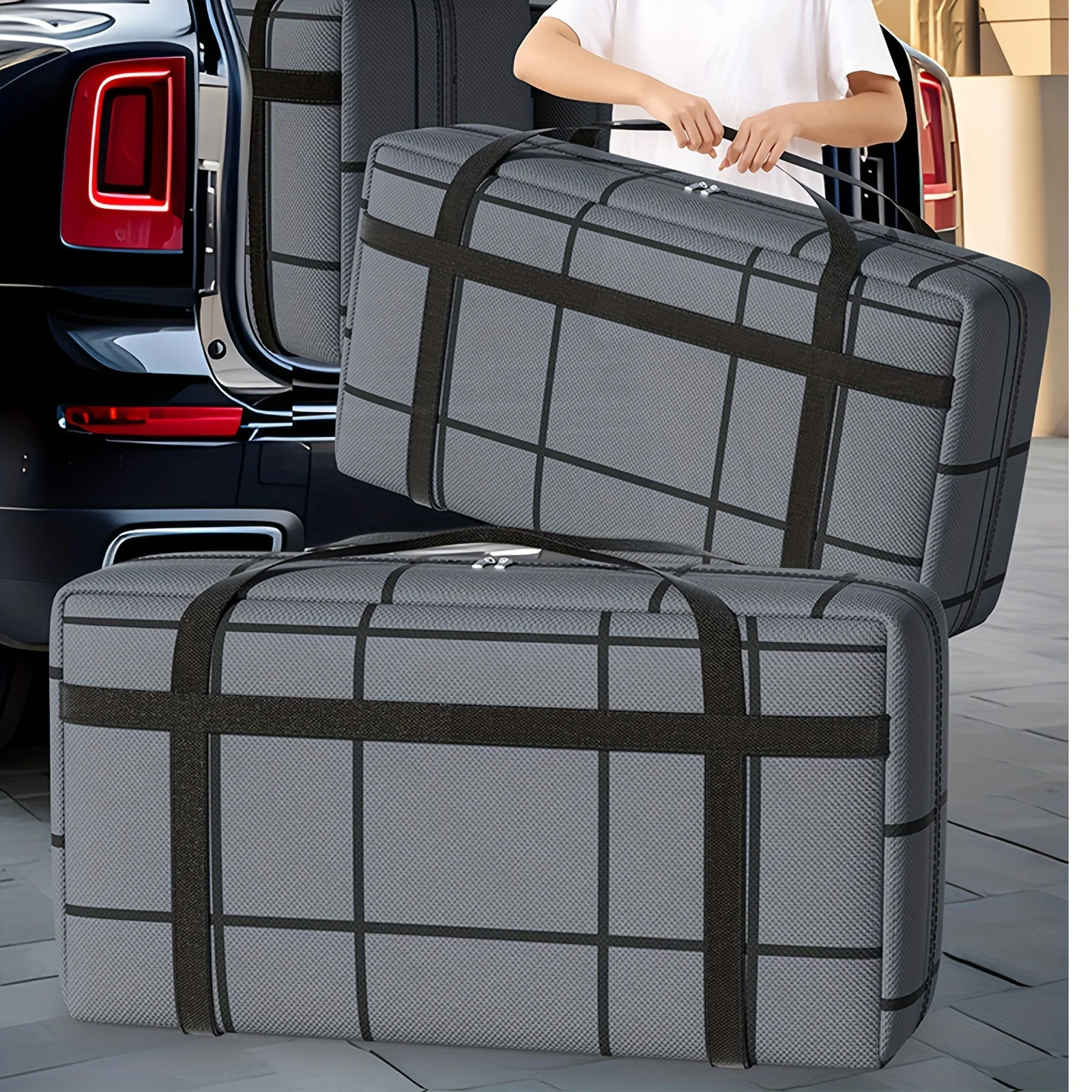 Large Moving Bags With Zippers Carrying Handles Heavy-Duty Non-woven Storage Container Space Saving Organization For Home Travel