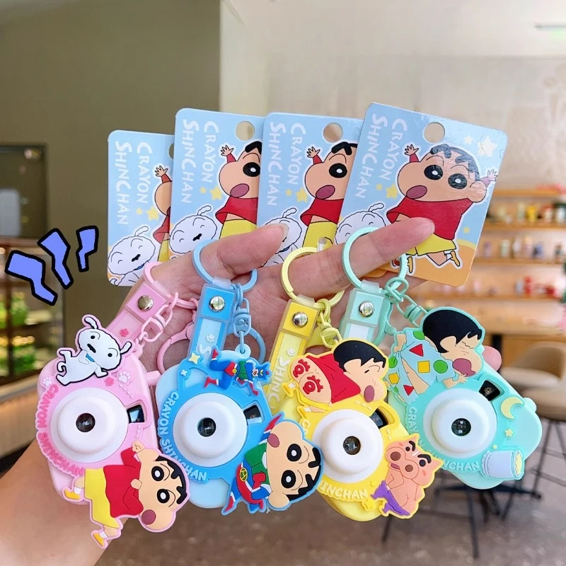 Crayon Shinchan Camera Cute Cartoon Keychain PVC Statue Action Figurine Desk Collectible Anime Model Toys Figures Gift