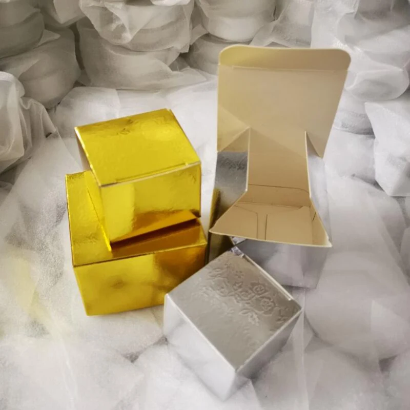 50pcs - Gold Silver Gift Paper Boxes Lipstick Perfume Essential Oil Cosmetics Packaging Boxes Valve Tube