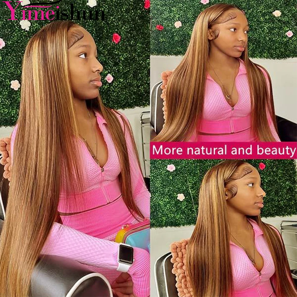 Long Straight Lace Frontal Wigs Hightlight Wig 13x4 Lace Front Human Hair Wigs 4x4 Lace Closure Ombre Remy Human Hair Wigs