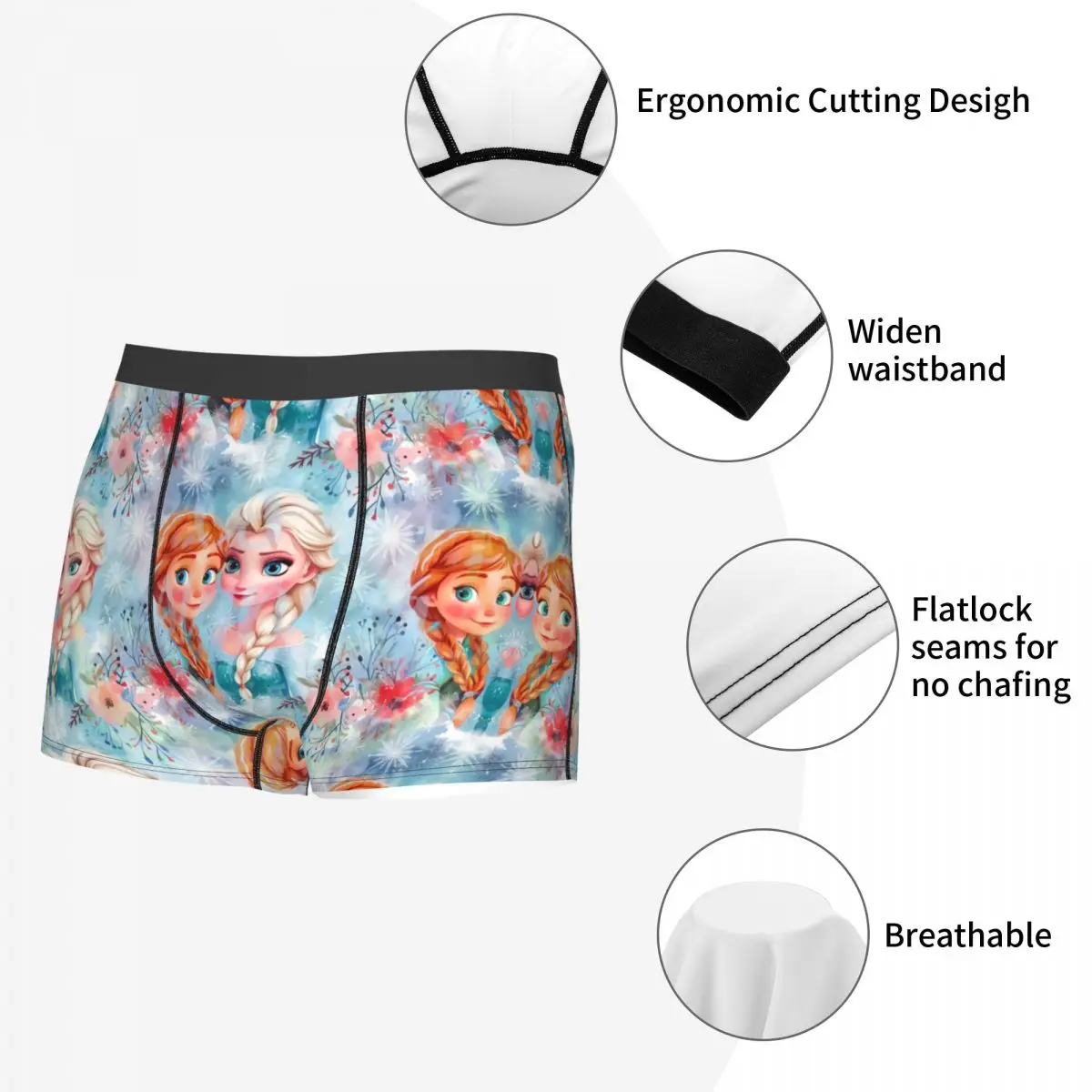 Custom Novelty Frozen Elsa Olaf Seamless Boxers Shorts Panties Male Underpants Stretch Briefs Underwear