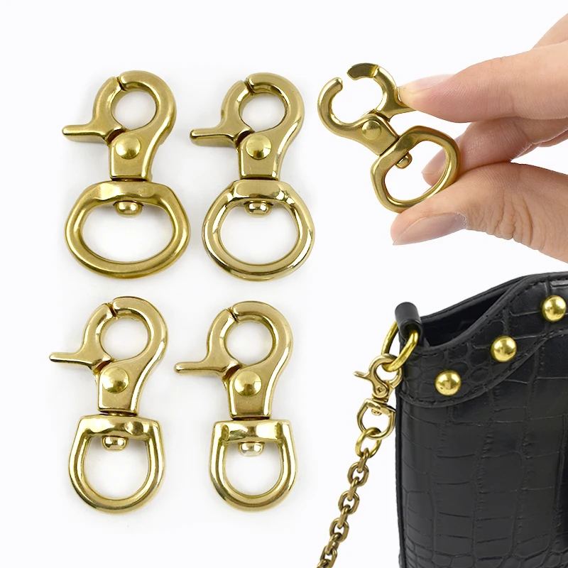 

2/5Pc 10-25mm Solid Brass Snap Hook Pet Belt Keychain Lobster Clasp Bag Strap Trigger Carabiner Clip Buckle Hardware Accessories