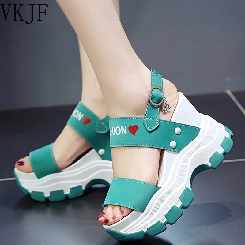 Women\'s Sandals Summer Super High Heels Wedges Female Platform Shoes Girls Thick Bottom Buckle Strap Ladies Sandalis Mujer 2022