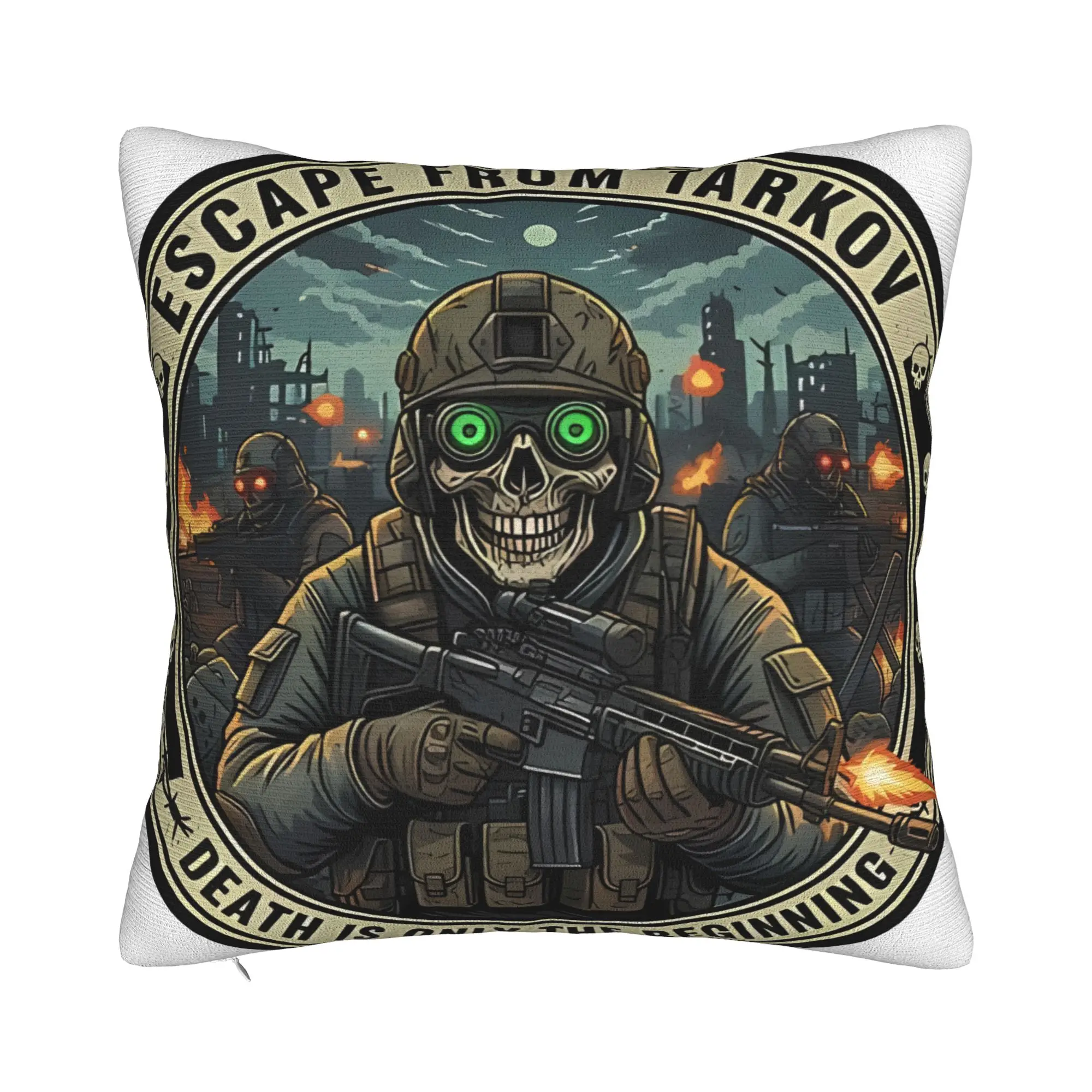 Death Is The Beginning Escape From Tarkov Winter Holiday Farmhouse Home Deco Escape From Tarkov Pillow Cover Soft Durable