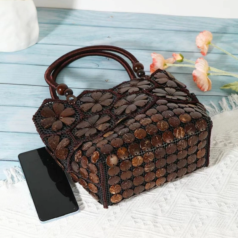 Ethnic Style Bohemian Coconut Shell Women new Bag Handmade Bag Large Capacity Fashion Package Single Shoulder Retro Women Pack - view 6