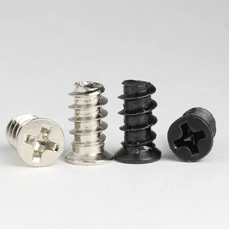 100Pcs M5 Flat Head Plain End Coarse Thread Self Tapping Screw Silver Black Screw For PC Desktop Case Fan Mounting Fasteners
