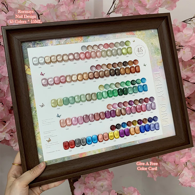 45pcs Glass Bead Cat Eye Gel Polish Set Crystal Shimmer Magnetic Gel Varnish Nail Art Soak Off UV Gel Kit With Swatch Display
