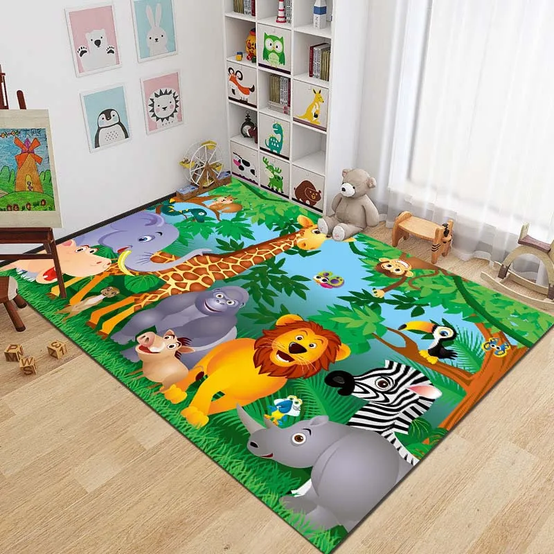 

15 Sizes Children's Play Crawl Mat Cartoon Zoo Animals Carpet Living Room Sofa Coffee Floor Mats Home Decora Traffics Sign Mats