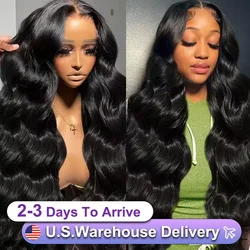 Perruque Lace Front Wig Body Wave Brésilienne Naturelle, Cheveux Humains, 13x4, 13x6 HD, 30 40 Pouces, pour Femme Africaine