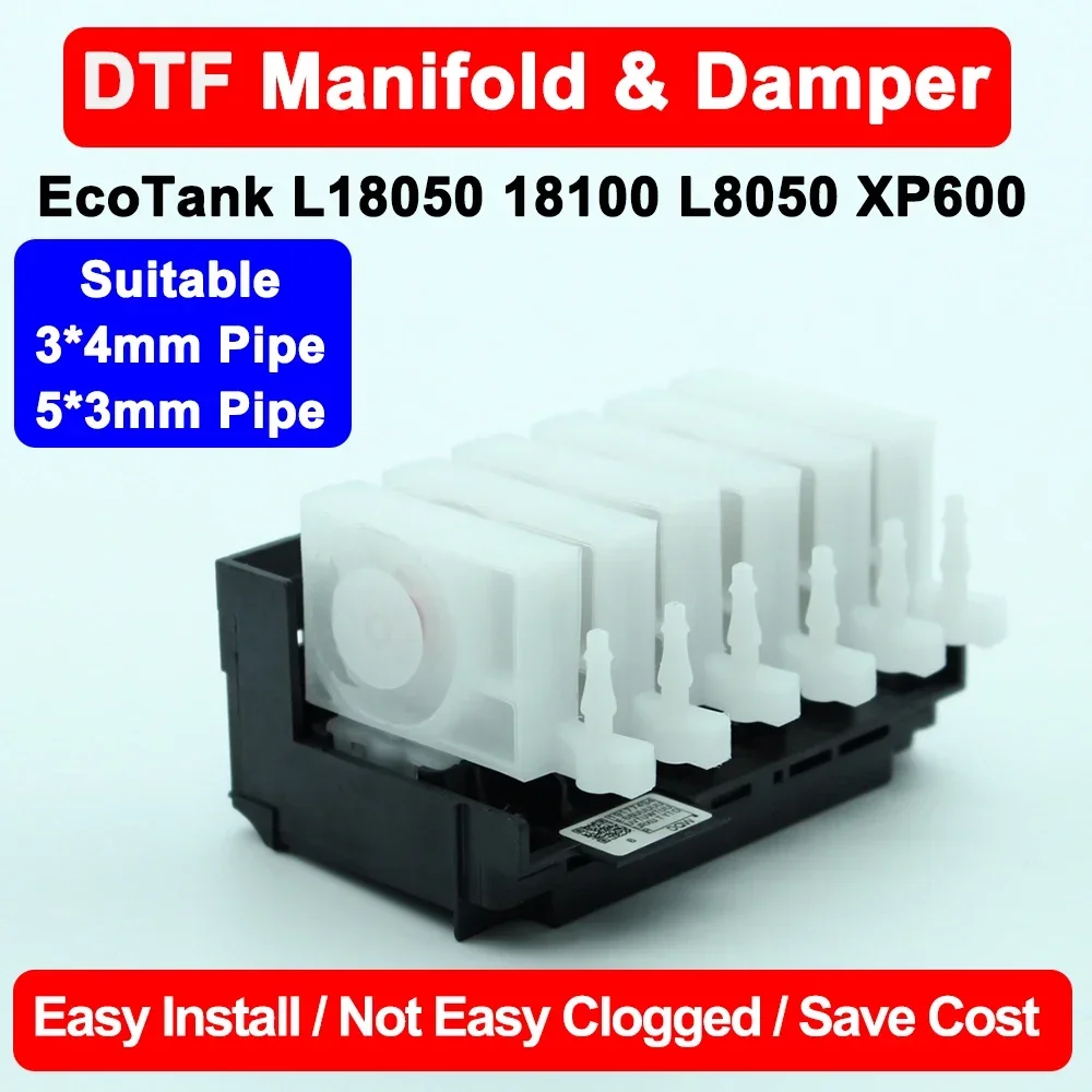 DTF Printhead Adaptor Manifold White Ink Damper For Epson L18050 18100 L8050 XP600 Printer Head Converter With One Way Valve