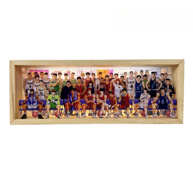 

Figure animation peripheral three-dimensional painting family photo 3-speed LED solid wood picture frame ornament
