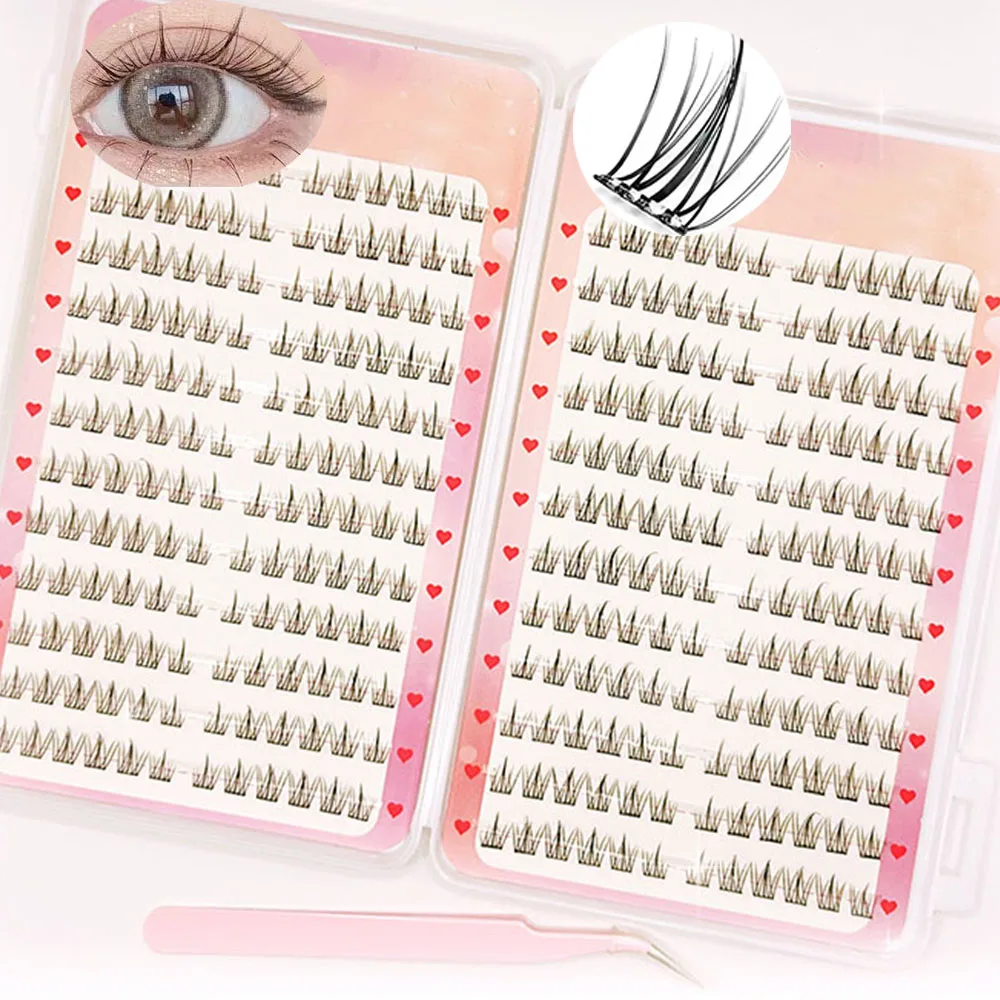 حار بيع لا الغراء الفردية رمش ملحقات عدة 288 مجموعات 24 صف الرموش الصناعية مع الملقط لحزب ماكياج اليومي #1