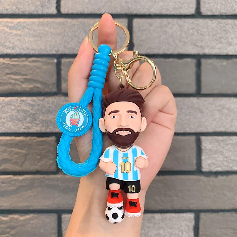 Soccer Star Keychain Bag Pendant Star Sports Key Chain Action Figures PVC Collection Doll Football Player Figure Souvenirs Toys