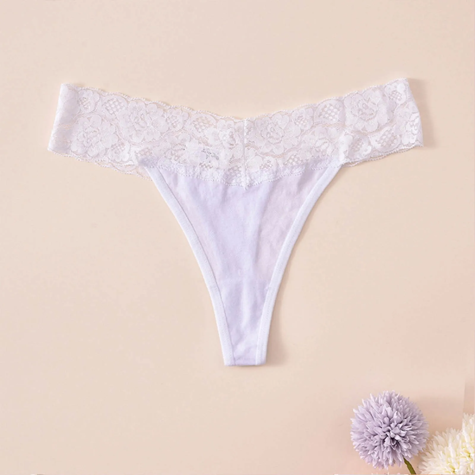 Women Lace Thongs Lingerie Sexy Panties G-string Solid Color Women Underwear White Lace Transparent Panties Female Underpants