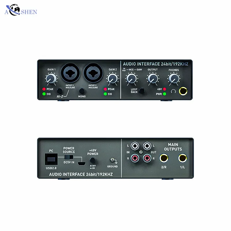 Professional digital Studio Sing Music Live Recording portable sound cards mixer USB mini Audio Interface Soundcard mixing