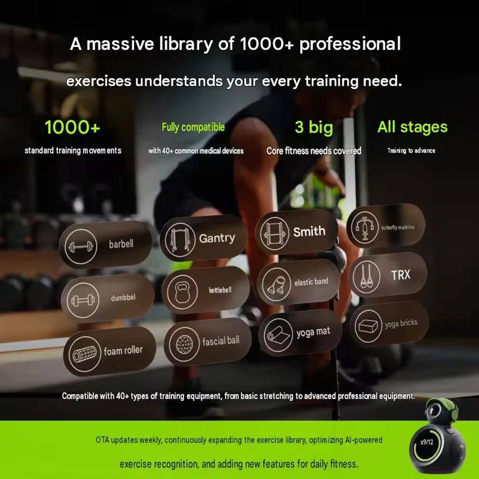BodyPark ATOM Intelligent AI Fitness Device with 160° Ultra-wide Angle Bluetooth for Personal Smart AI Health Parner