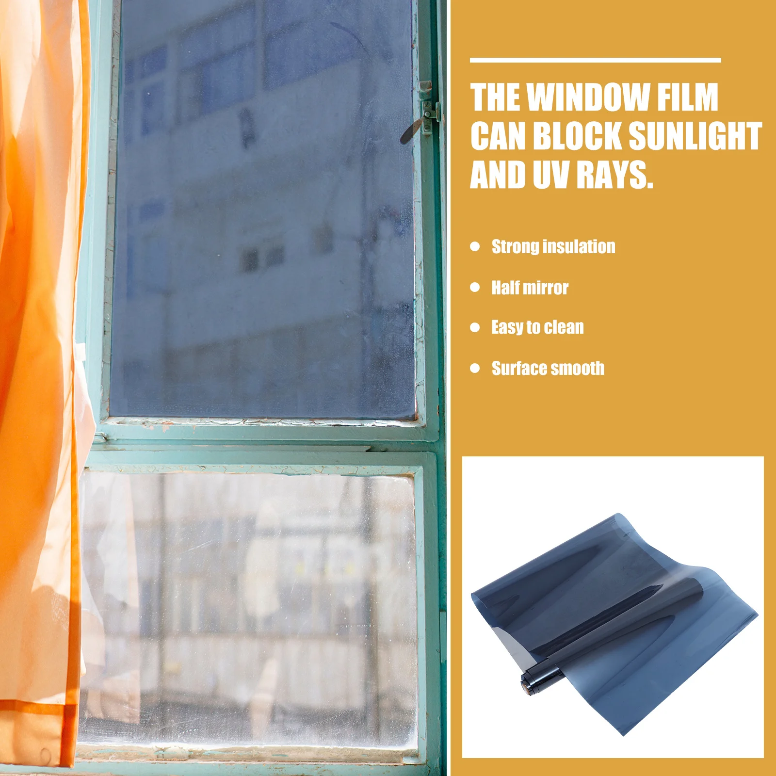 

1 Roll Heat Blocking Privacy Window Film One Way Lightproof Film Daytime Glass Sun Blocking Glass Mirror Tinting