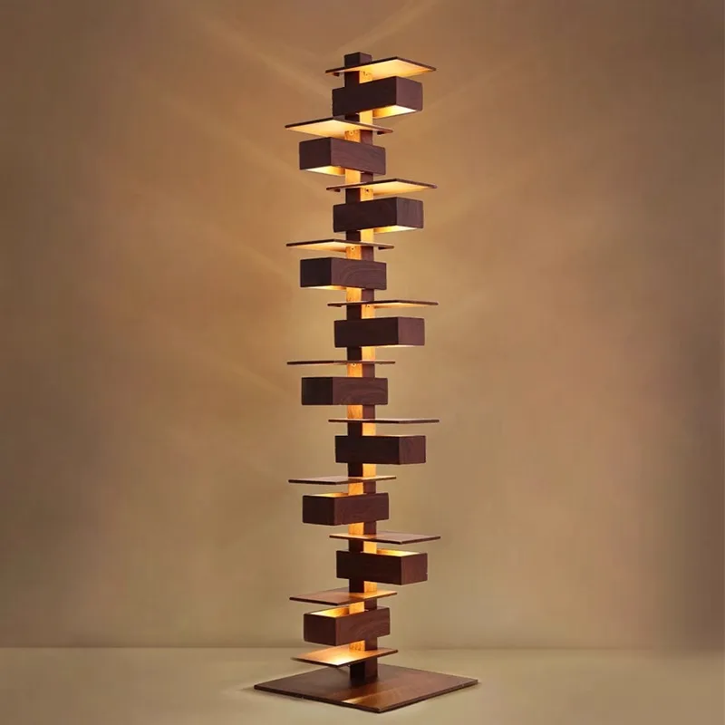 

Flowing Water Villa Floor Lamp, Simple Living Room Imitation Wood Grain, Light And Shadow Art Ornament Decorative Lamp