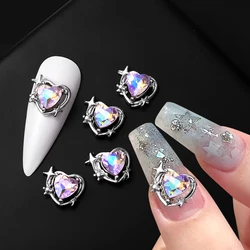 5 pezzi lucidi 3D Aolly decorazioni per unghie cuore rosa farfalla stella strass fai da te nail art charms gioielli per unghie fornitura per manicure