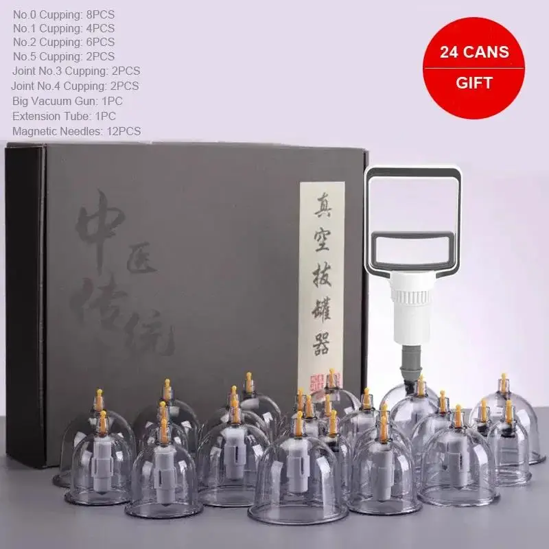 

12/20/24 Cans Chinese Vacuum Cupping Massage Cups Non-glass Magnetic Cupping Therapy Set Home Cupping Cup Health Care