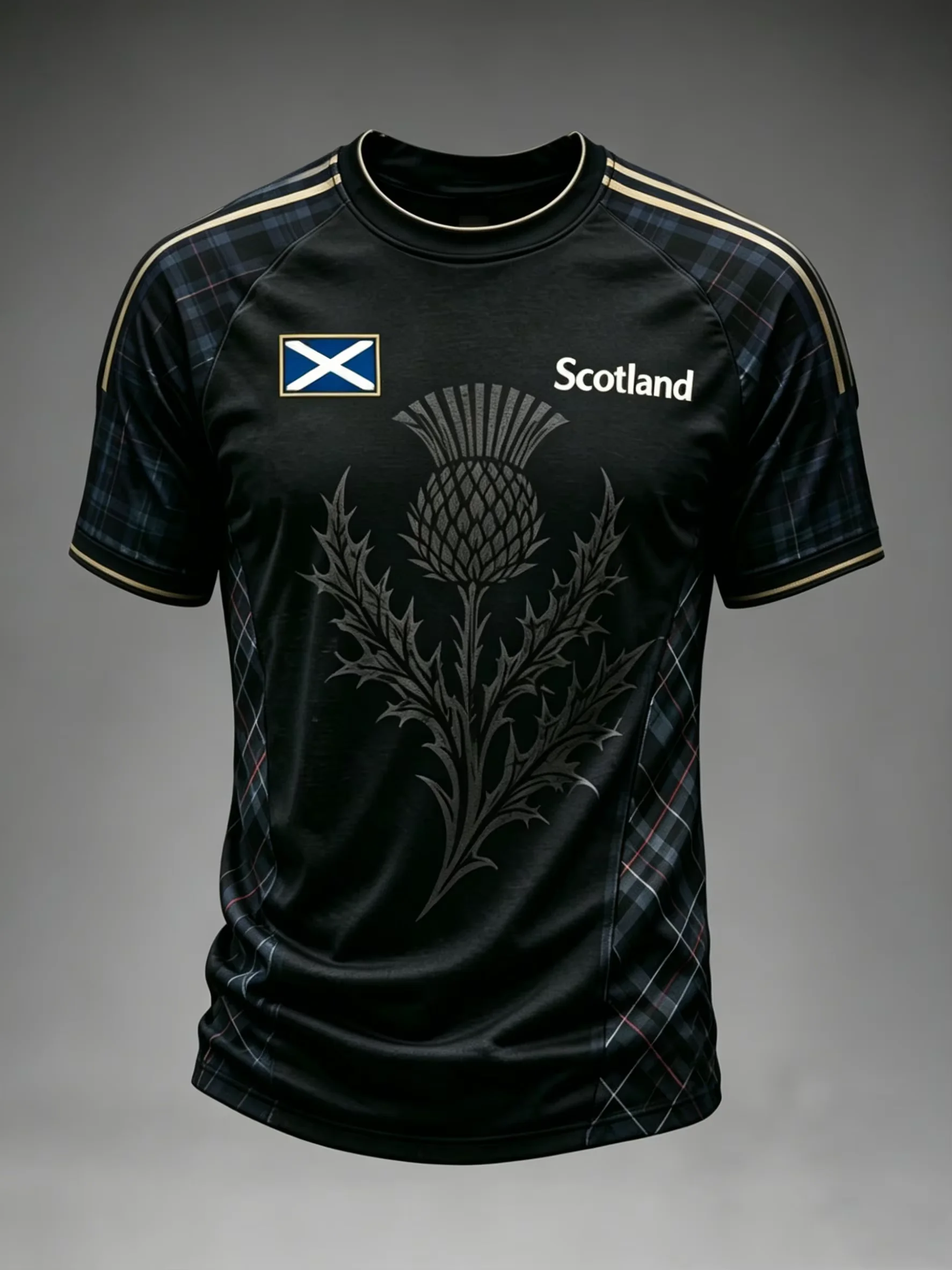 Men's Short-sleeved T-shirt Scottish-style 3D Printed Football Jersey Men's and Women's Identical Sports Shirt Harajuku Y2k