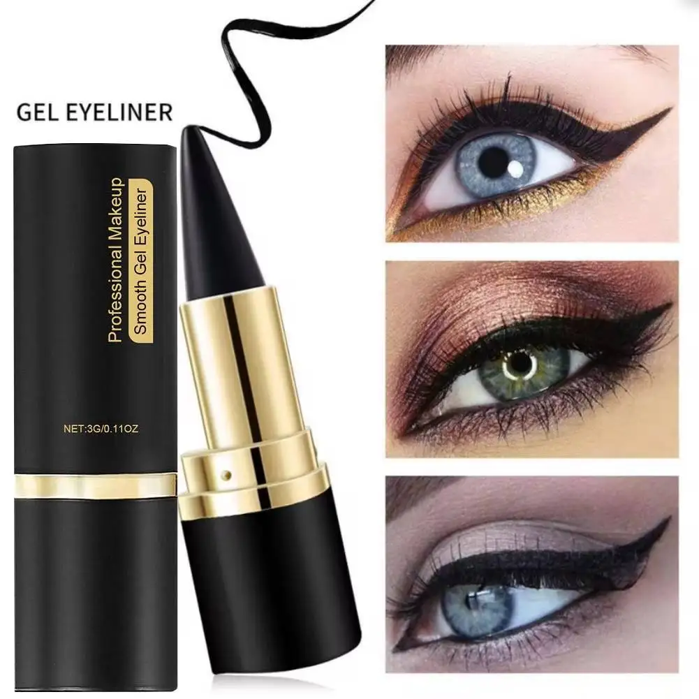 4-clor Zwarte Eyeliner Potlood Waterdichte Oogverbeterende Stok Effen Dikke Gel Glad 24 Uur Durende Rokerige Eyeliner Cosmetica