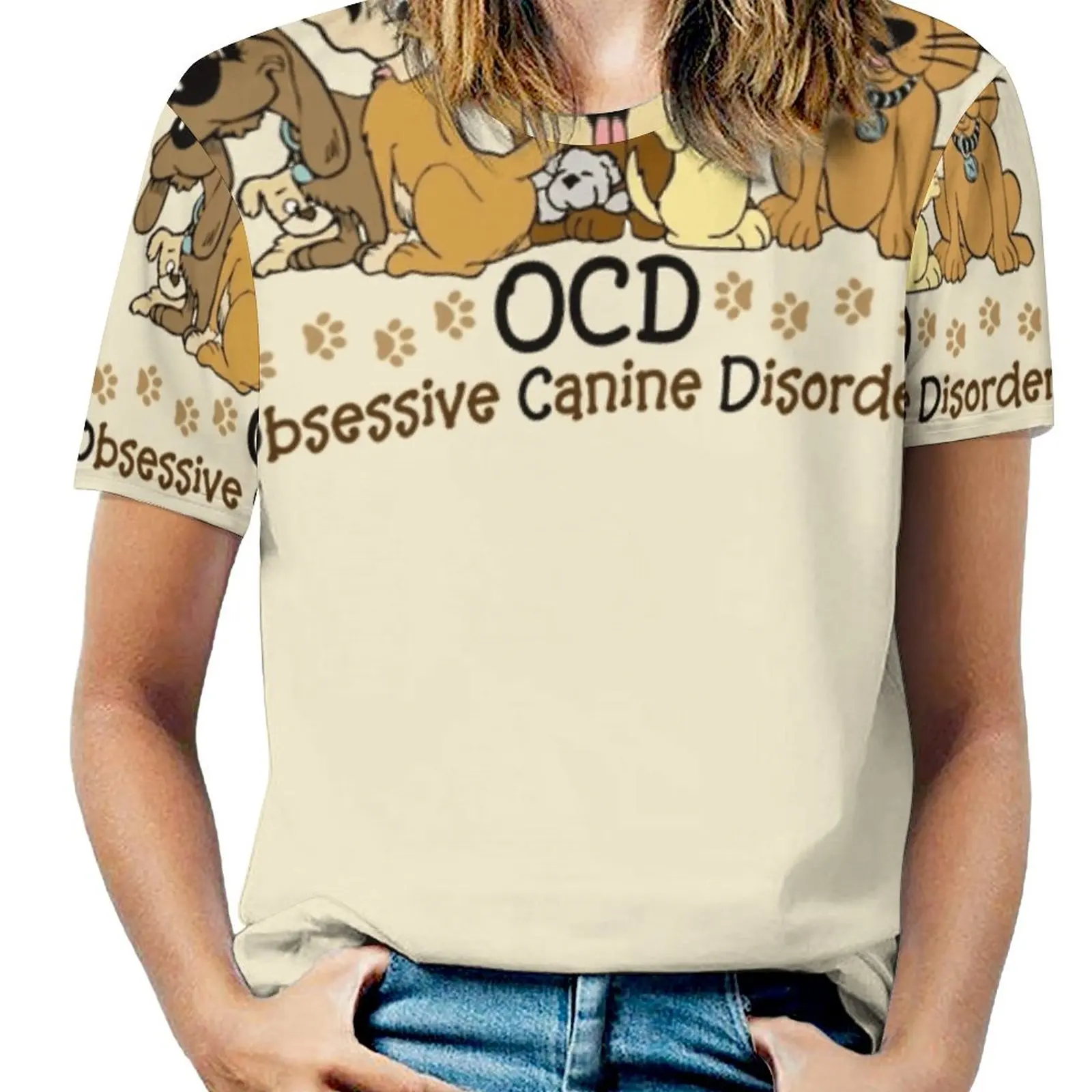 Ocd Dog Obsessive Canine Disorder Woman'S T-Shirt Spring And Summer Printed T Shirts Crew Neck Pullover Top Ocd Obsessive