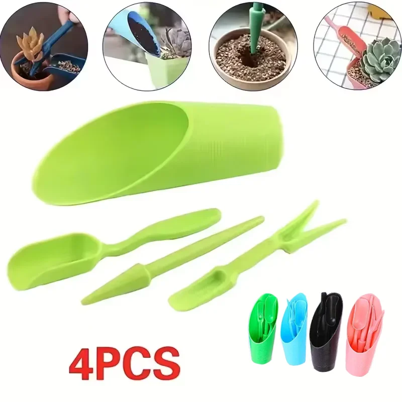 4pcs/set, Plastic Durable Bucket shovel Potted Cultivation cylinder MeatPlant soil shovel Garden Tools Mini Garden Planting Tool