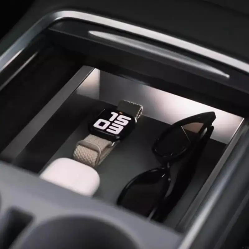 Car Armrest Storage Box Quick Setup Acrylic Tray with Silicone Pad R6FB