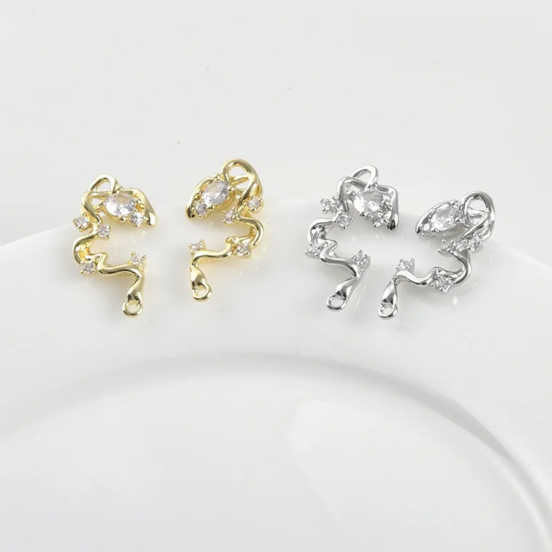 14k Electroplated Real Gold Color Retention Vine Winding Niche Design Stud Earrings DIY Handmade Earrings Accessories Material