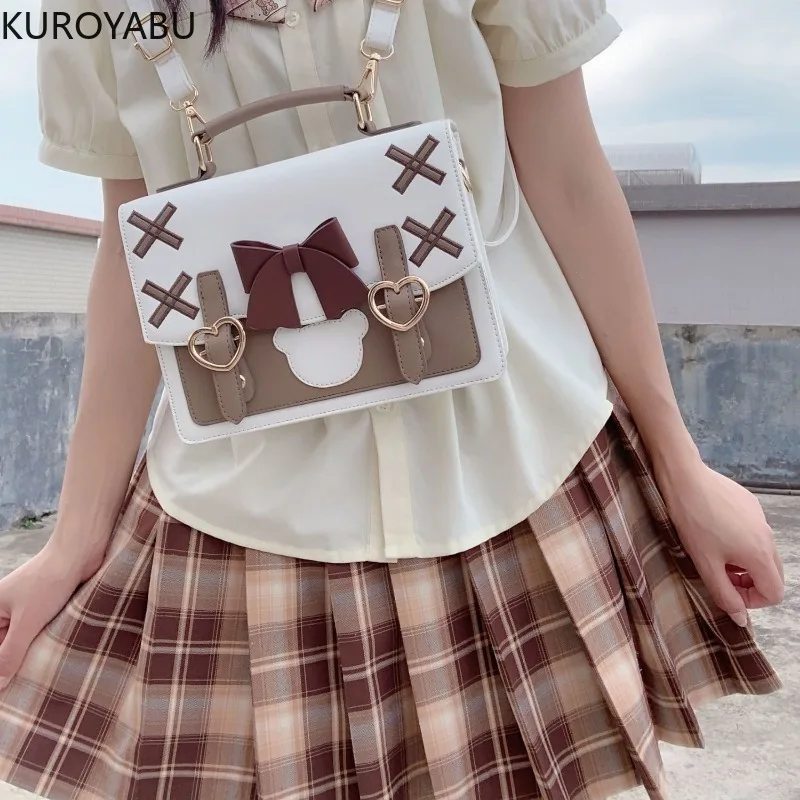 Japanese Crossbody Bag for Women Fashion Sweet Handbags 2023 New Arrive Cute Lolita Style Bow PU Y2K Shoulder Bags Bolsas Mujer