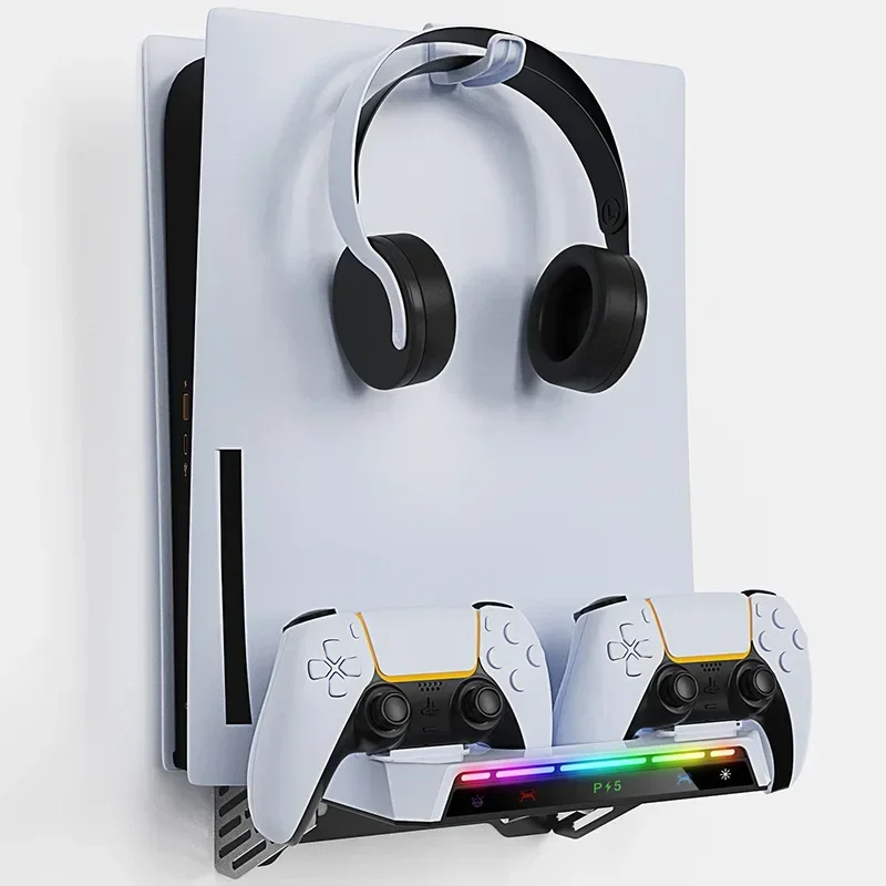 Universal RGB Light Bar Game Accessories P5/Slim P5 Game Controller Stand Wall Charger Headphone Hanger Case