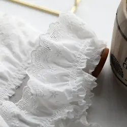 1 Meter White Cotton Embroidered Ruffled Lace Trim Children's Clothes Cloth Art Skirt Decoration Materials