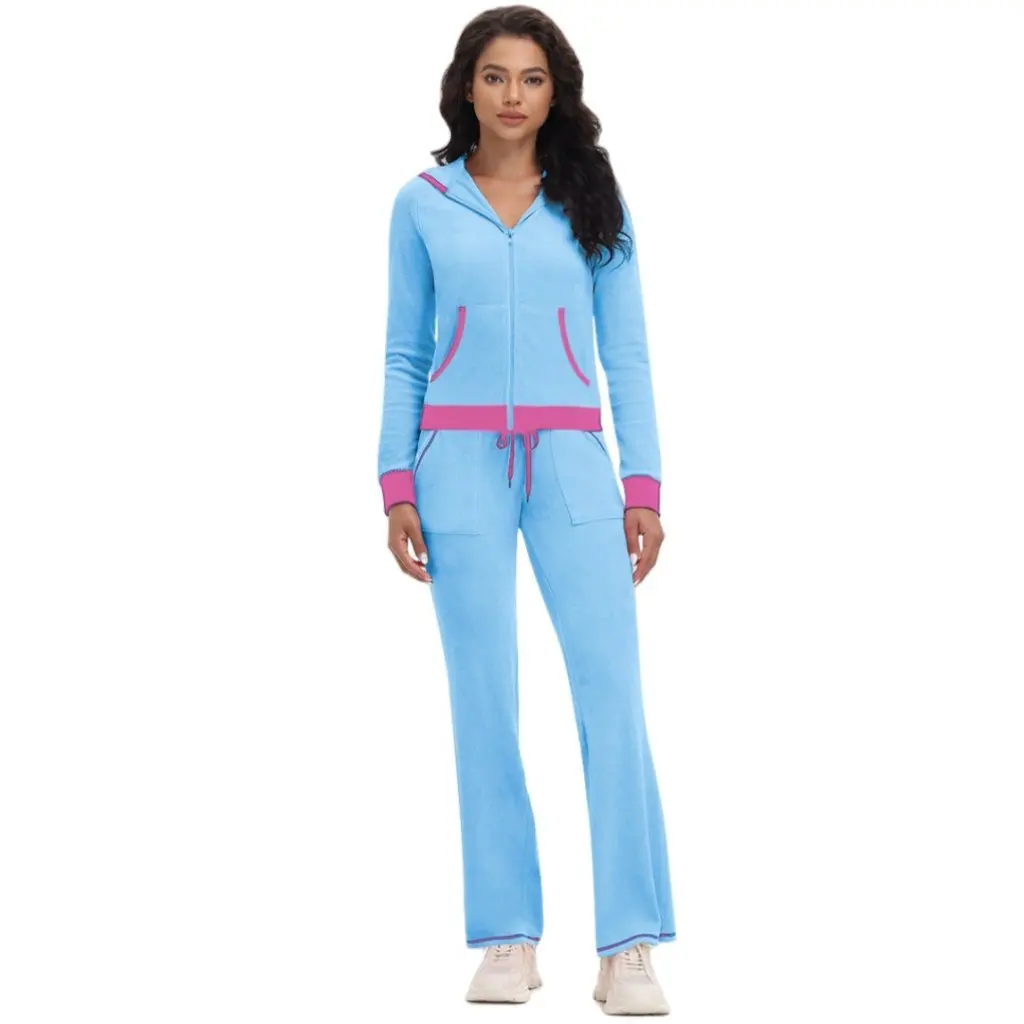 

YD-047 Женская мода, повседневный бархатный комплект из двух предметов с капюшоном, одежда в европейском и американском стиле для женщин