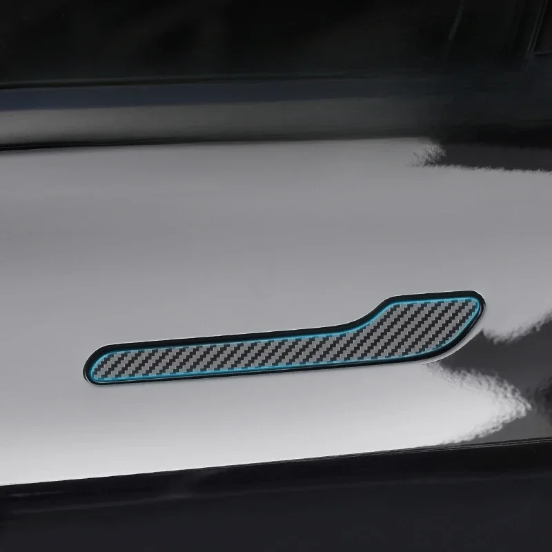 For Tesla Model 3 Y Carbon Fiber ABS Styling Premium Durable Accessories model3 2024 Car Door Handle Cover Protector Sticker 4
