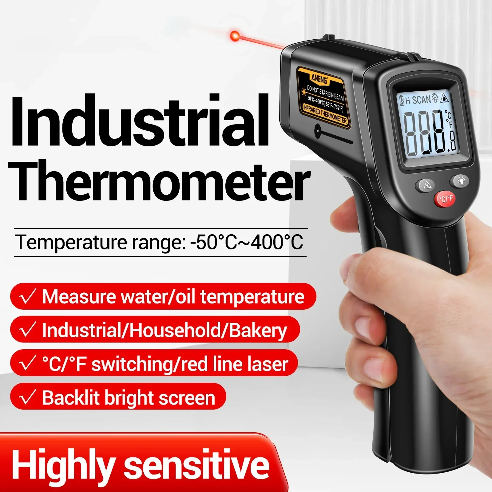 TH201 Infrared Thermometer Hygrometer Accurately Measure Temperature and Humidity Levels Infrared Electronic Handheld Tools