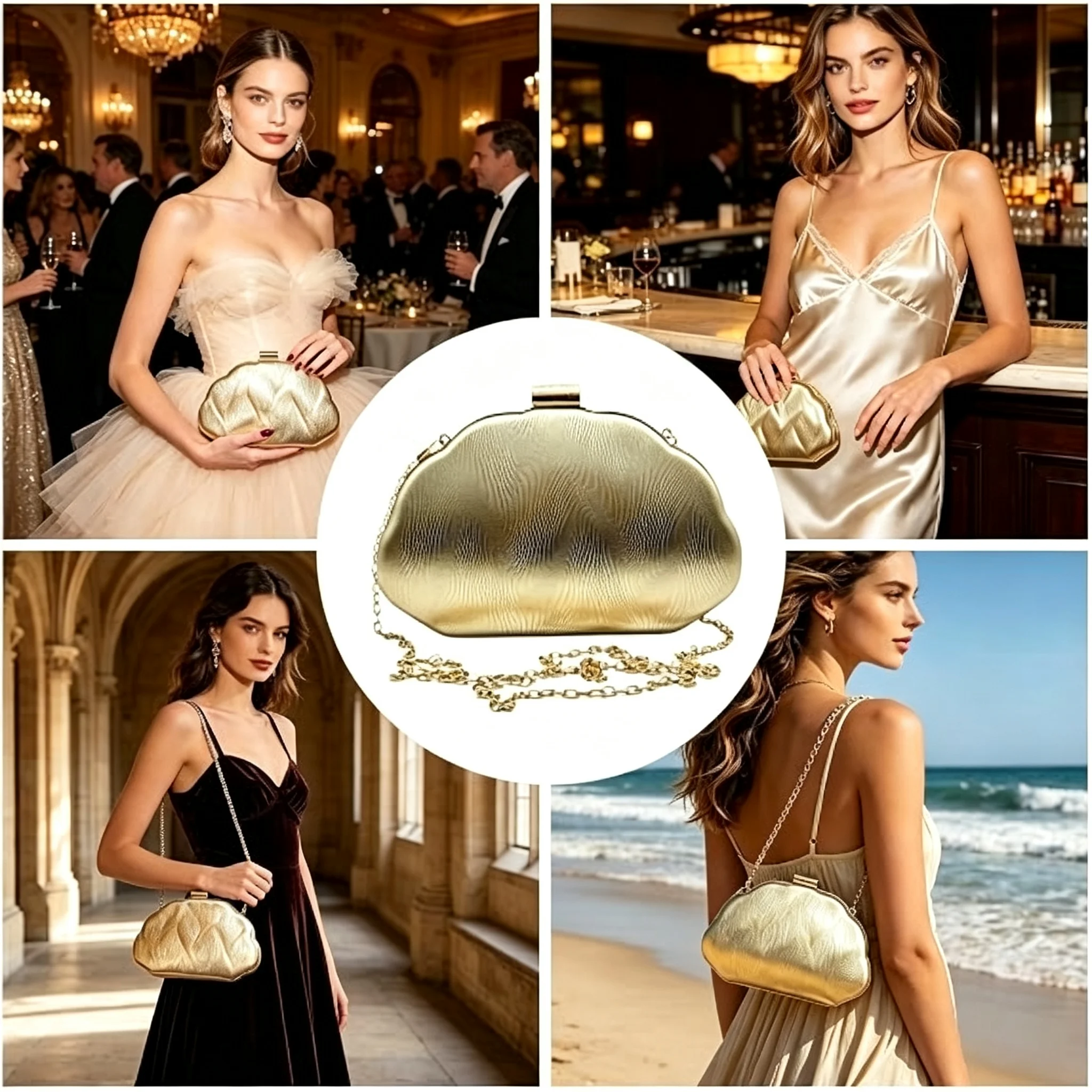 Wavy Metallic Cloud Clutch — product information 7