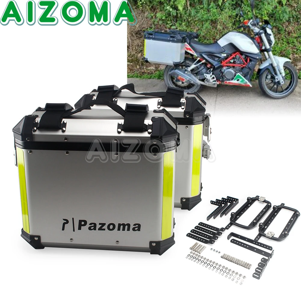 

2x Motorcycle 36L Side Boxes Case Aluminum Pannier Saddle Bag Luggage Trunk For Honda Yamaha Ducati BMW R1200GS LC ADV R1250GS